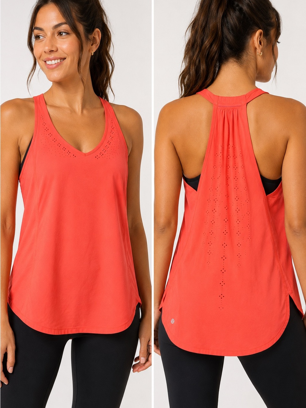 Lululemon Women’s Size 6 Coral Orange Laser Cut Racerback Athletic Tank Top
